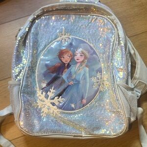 Disney Frozen Glitter Backpack - Blue and Cream